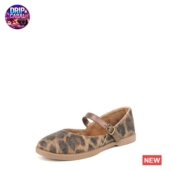 Faux Leather Mary Jane Flats with Adjustable Buckle Strap